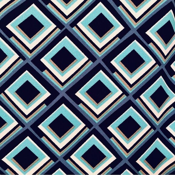 KASPER Abstract Print Pencil Skirt Back Slit Navy Blue Teal 10 - Picture 3 of 10